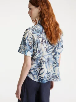 Camicia in mussola stampata - Azzurro