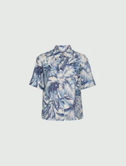 Camicia in mussola stampata - Azzurro