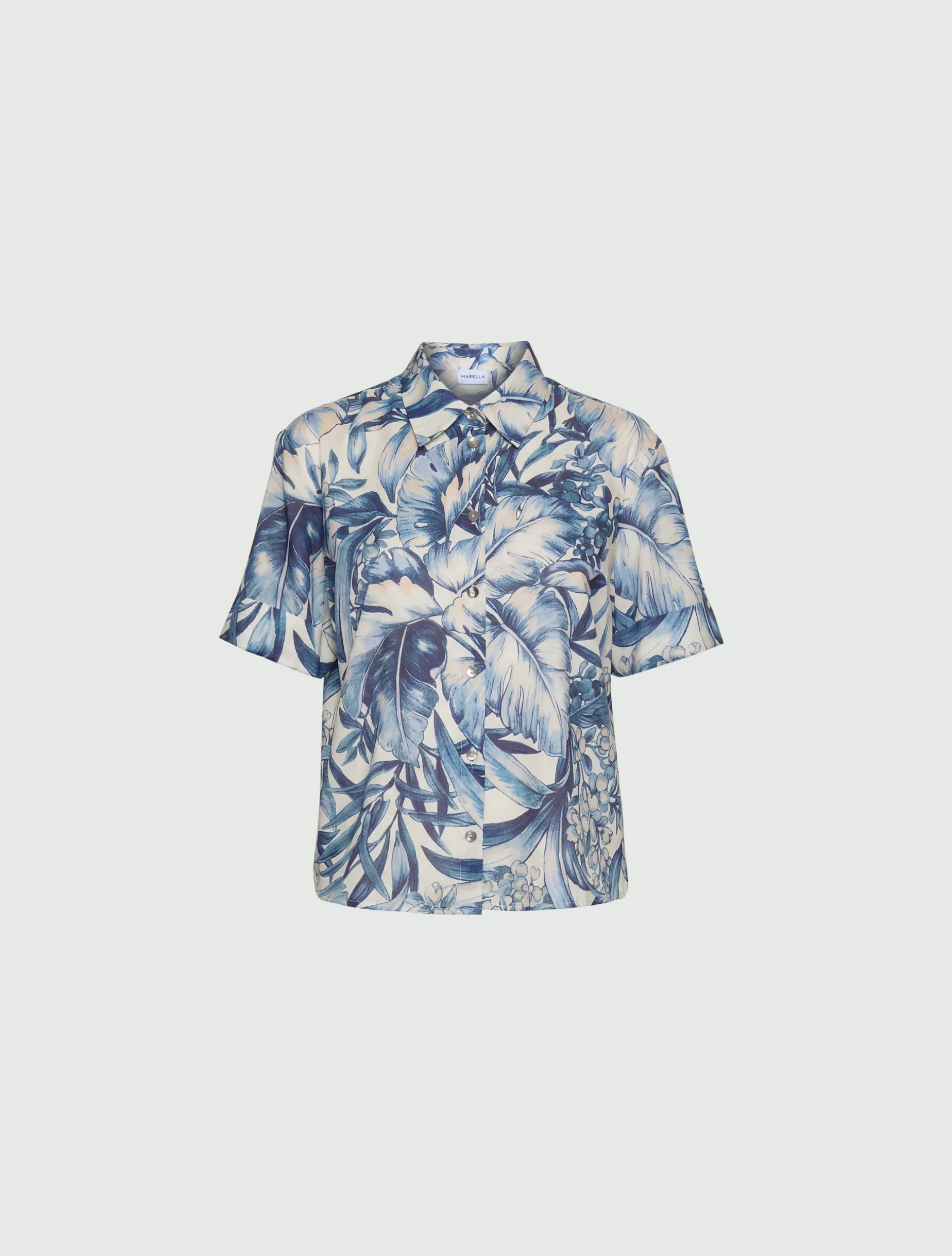 Camicia in mussola stampata - Azzurro