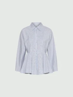 Camicia in popeline con baschina - AZZURRO