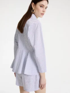 Camicia in popeline con baschina - AZZURRO
