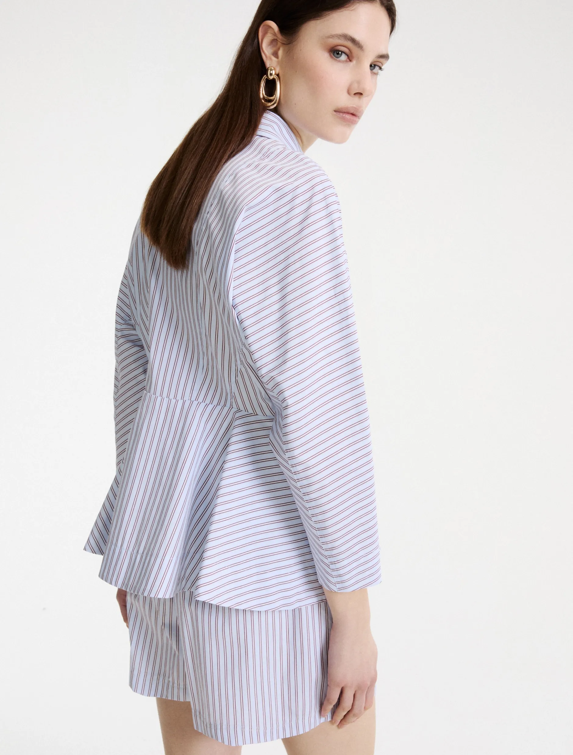 Camicia in popeline con baschina - AZZURRO