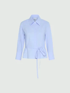 Camicia in popeline con oblò sulla schiena - AZZURRO