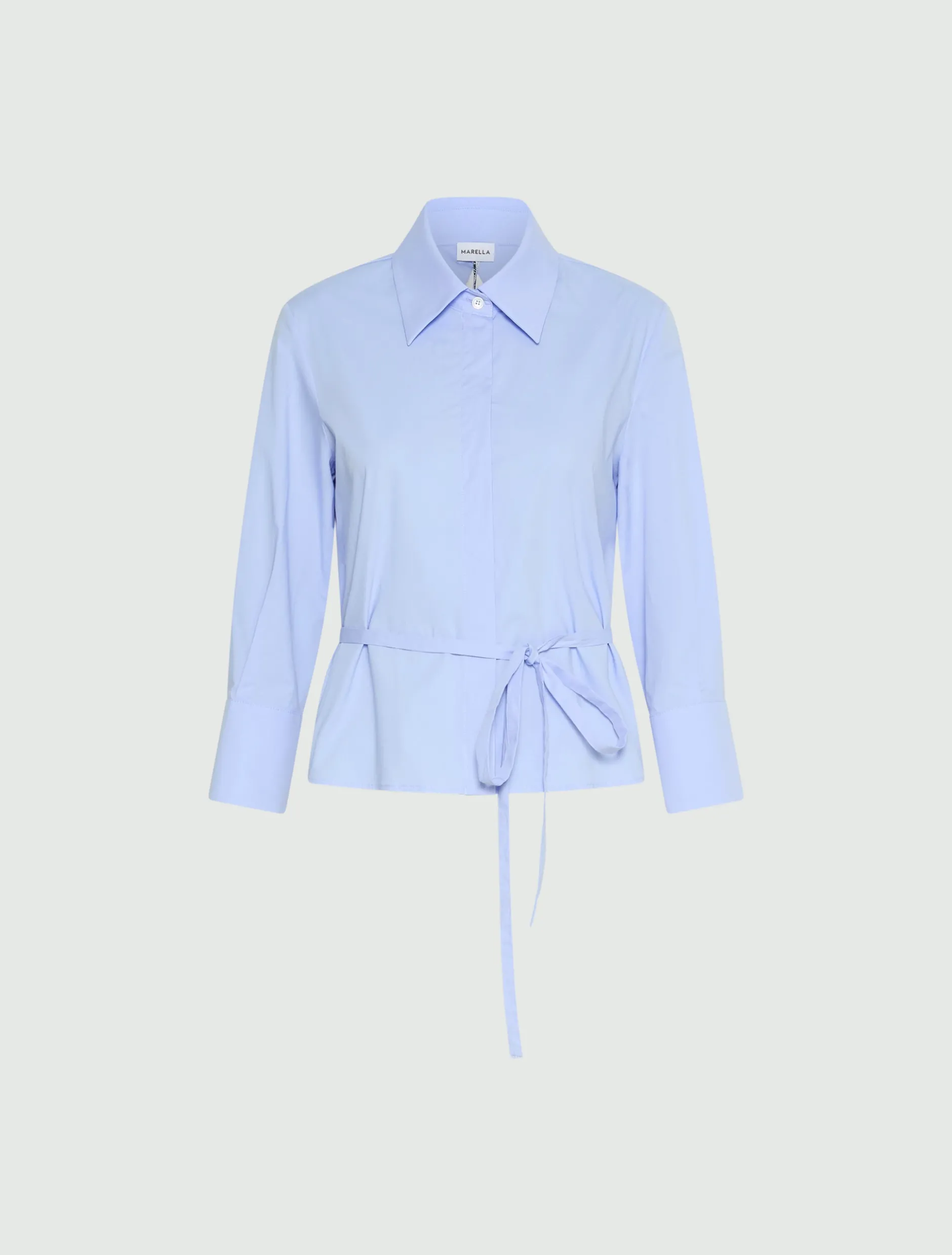 Camicia in popeline con oblò sulla schiena - AZZURRO