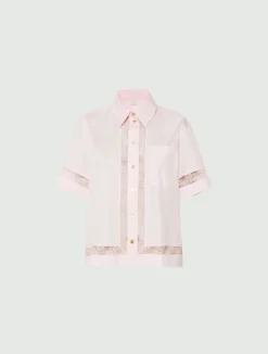 Camicia in popeline con pizzo - ROSA