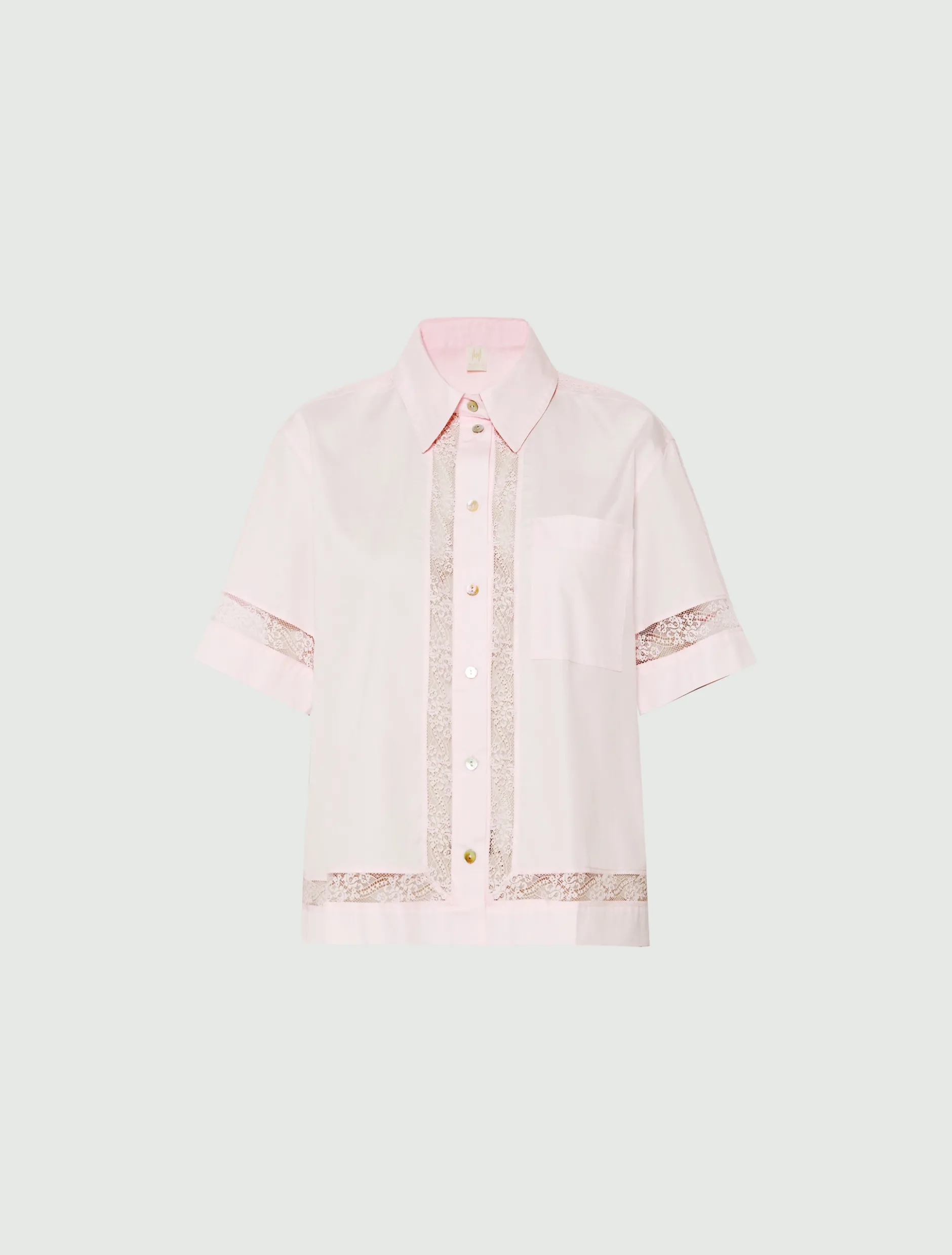 Camicia in popeline con pizzo - ROSA
