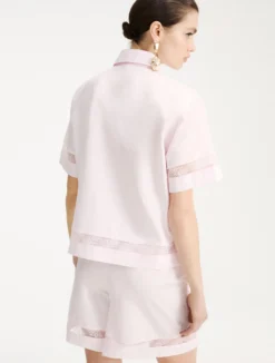 Camicia in popeline con pizzo - ROSA