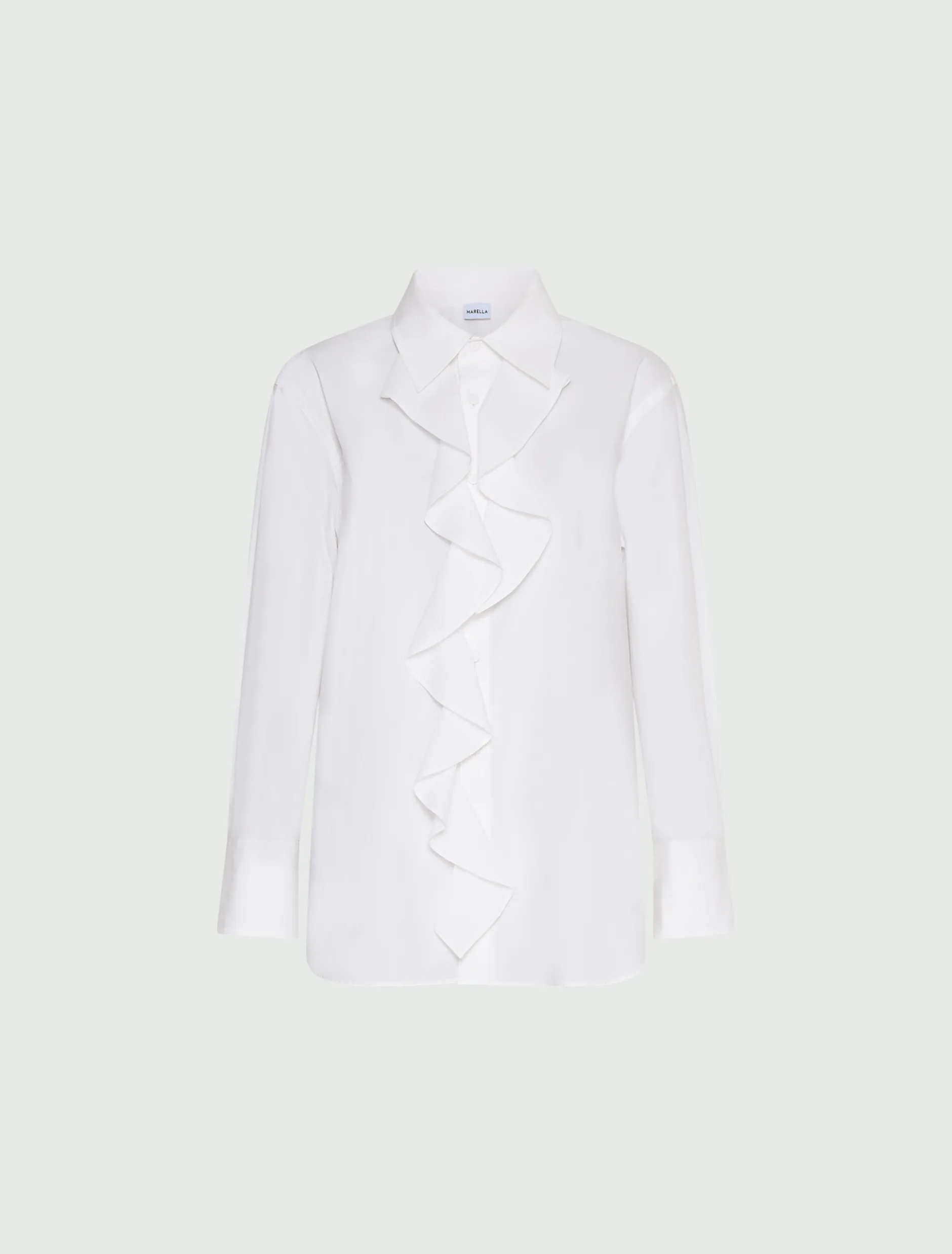 Camicia in popeline con rouche - BIANCO