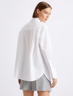 Camicia in popeline con rouche - BIANCO