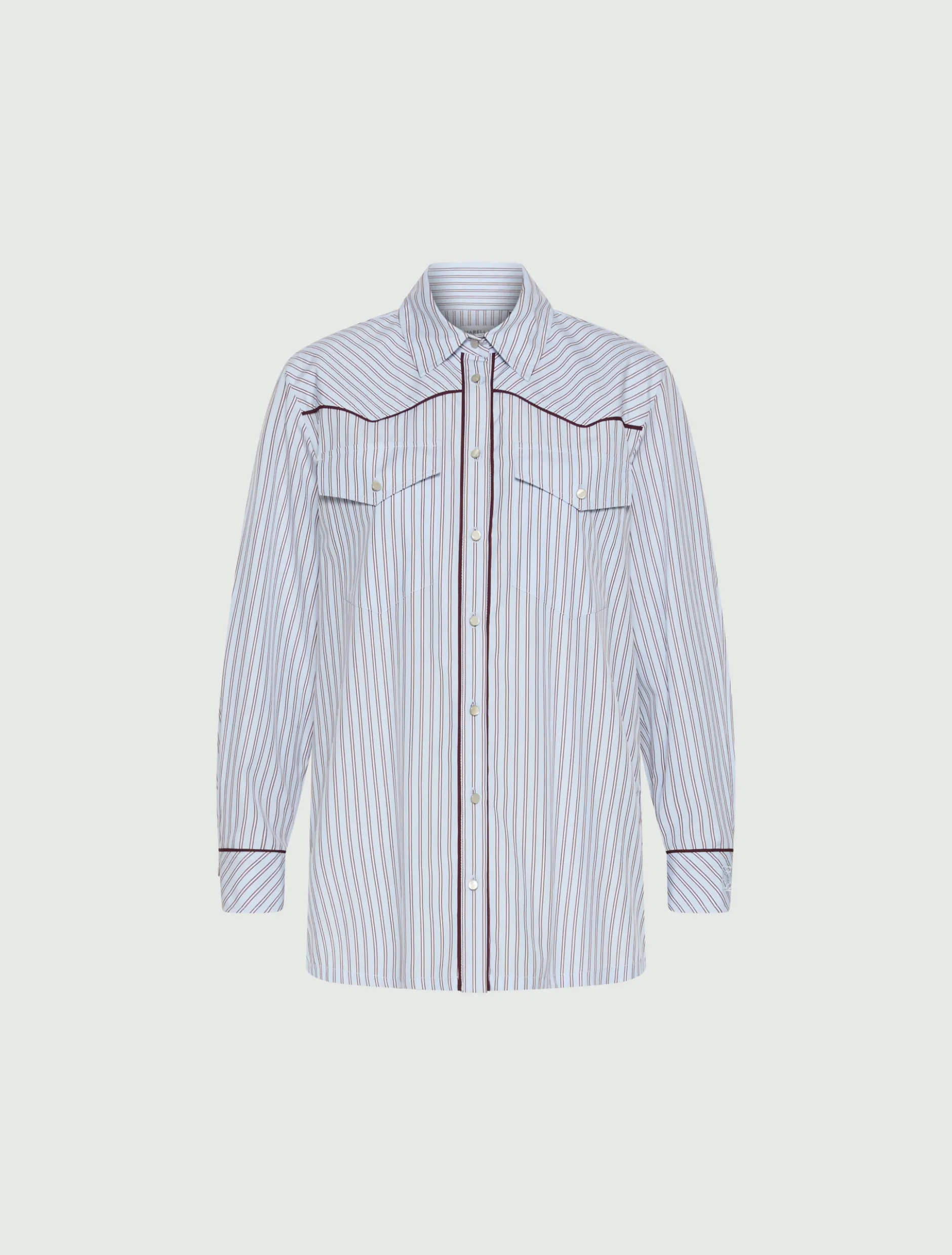 Camicia in popeline con tasche applicate - AZZURRO