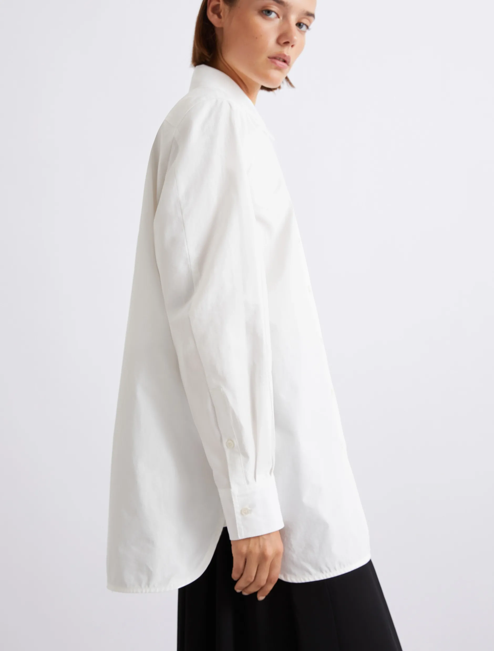 Camicia in popeline di cotone lavato - BIANCO
