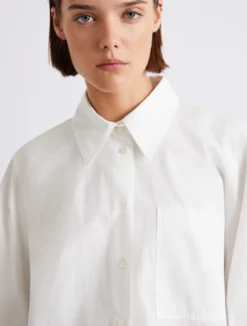 Camicia in popeline di cotone lavato - BIANCO