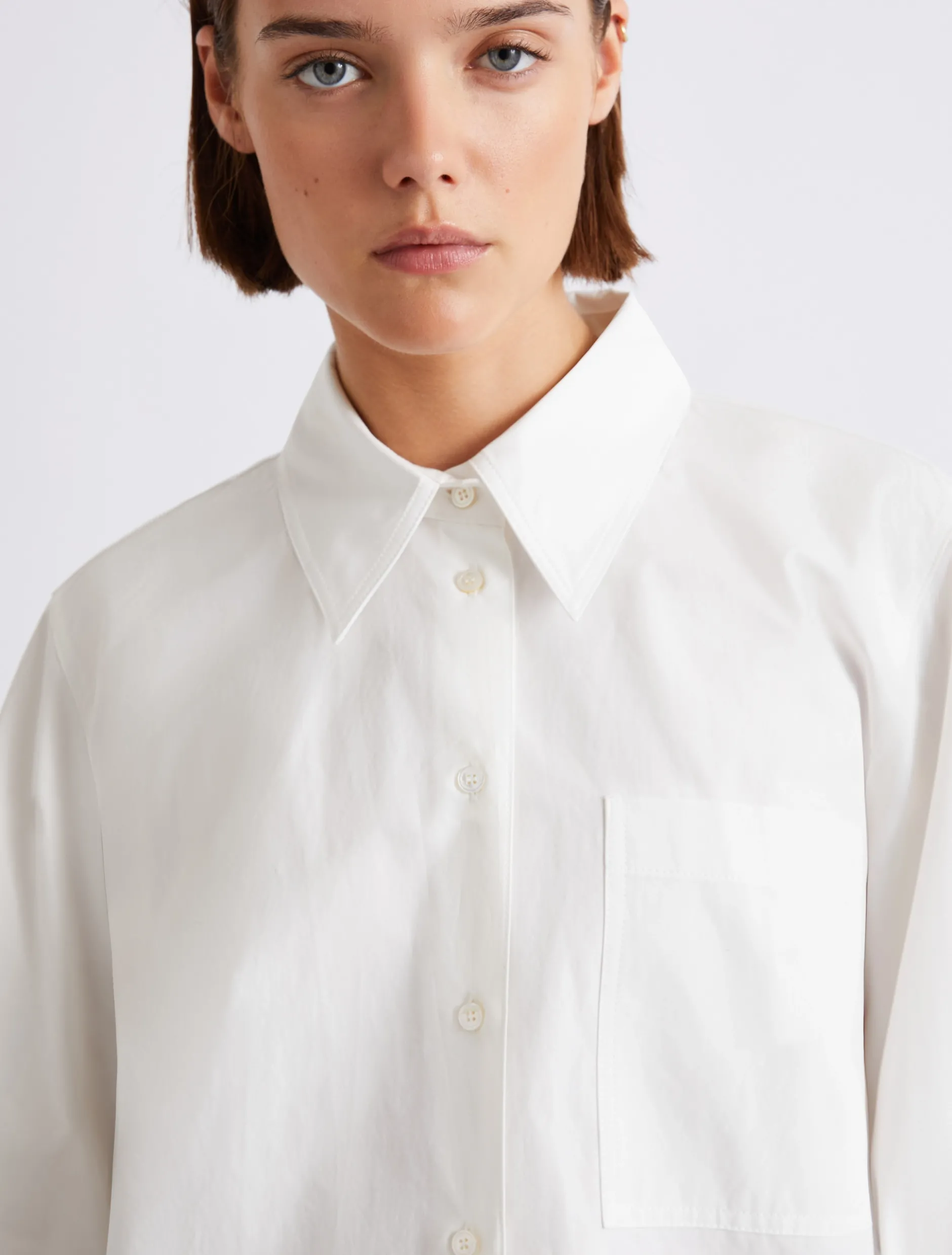 Camicia in popeline di cotone lavato - BIANCO