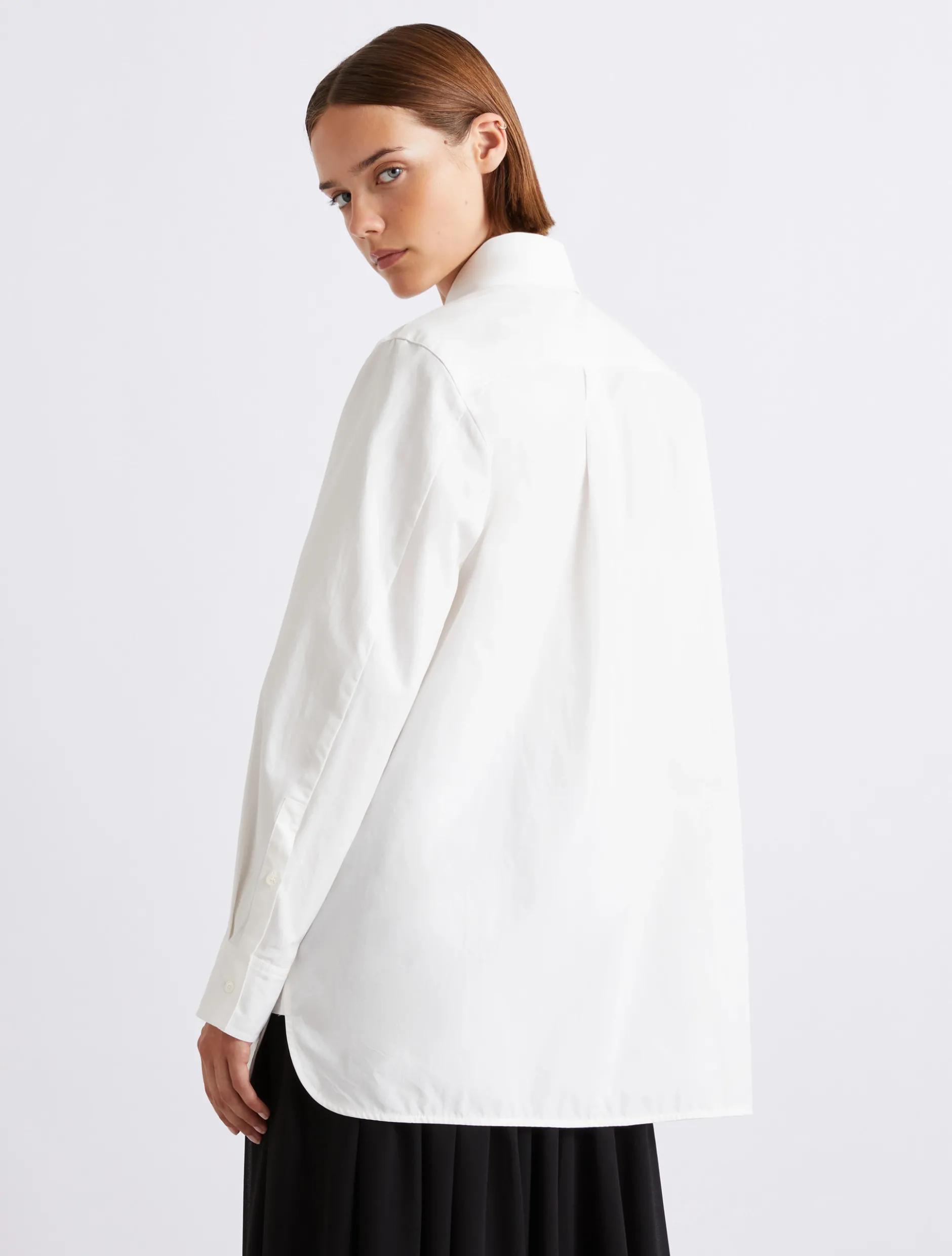 Camicia in popeline di cotone lavato - BIANCO