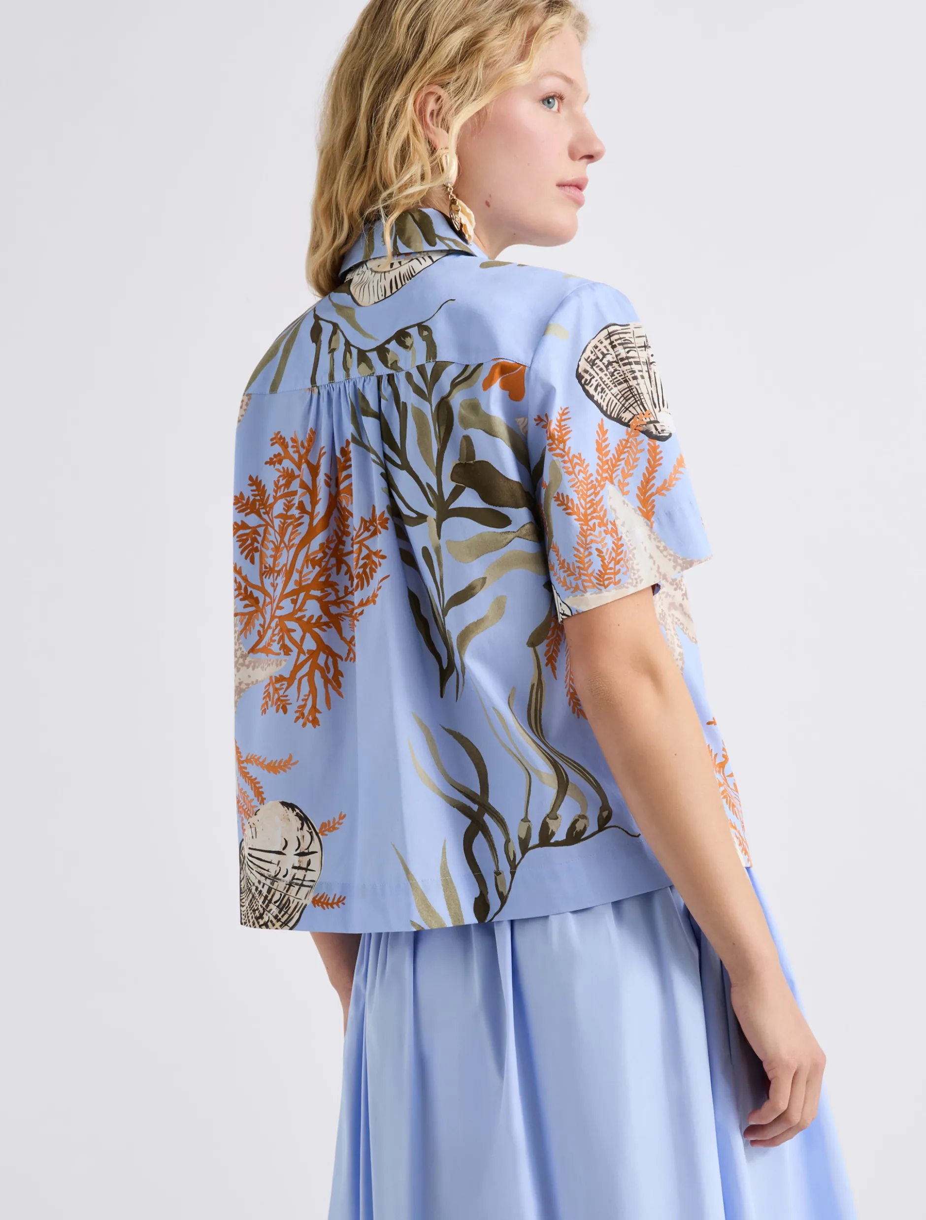 Camicia in popeline di cotone - AZZURRO
