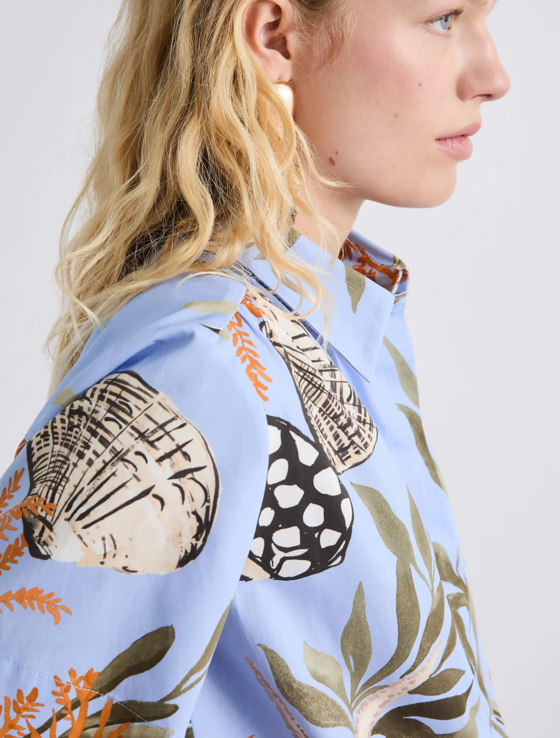 Camicia in popeline di cotone - AZZURRO