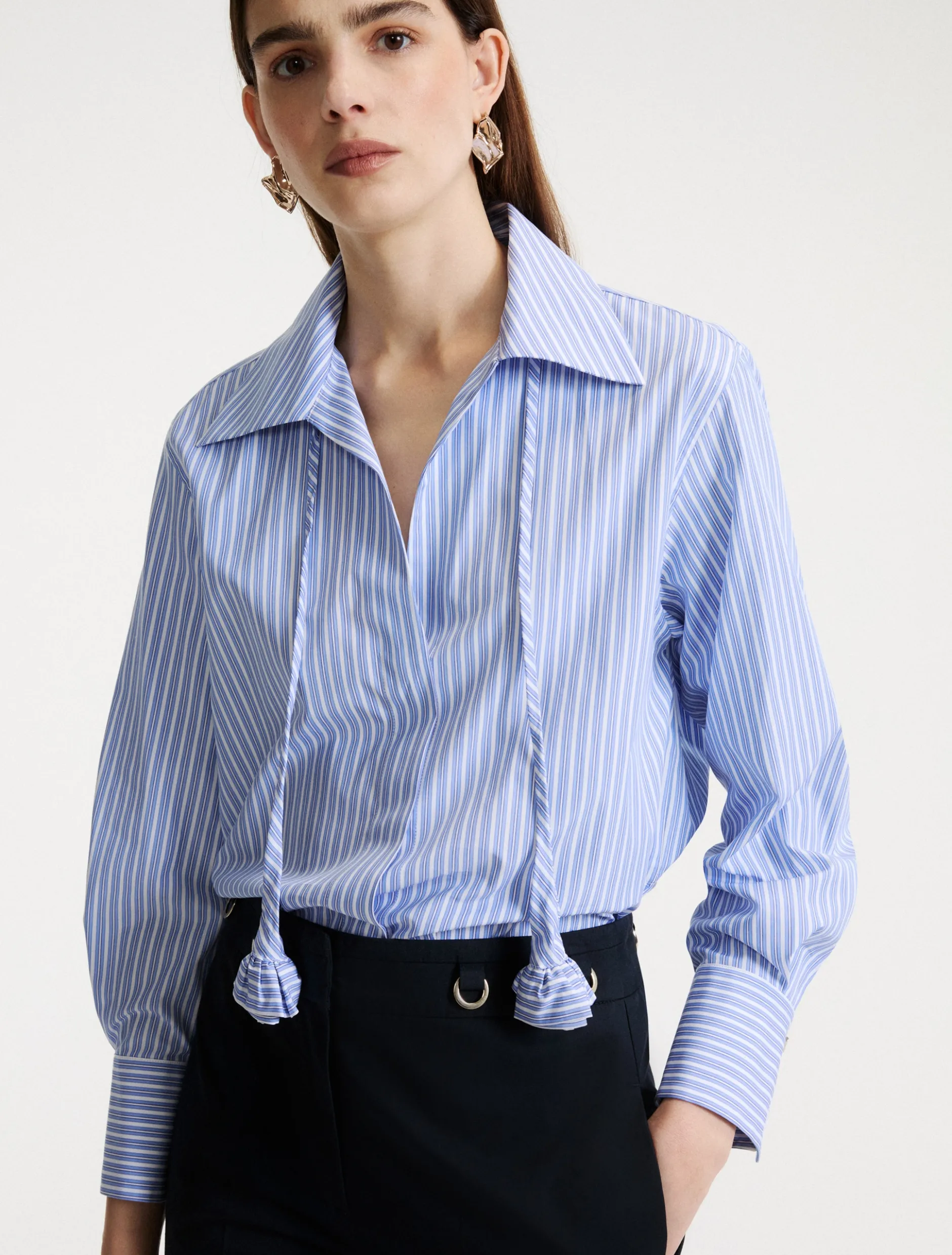Camicia in popeline di cotone - AZZURRO