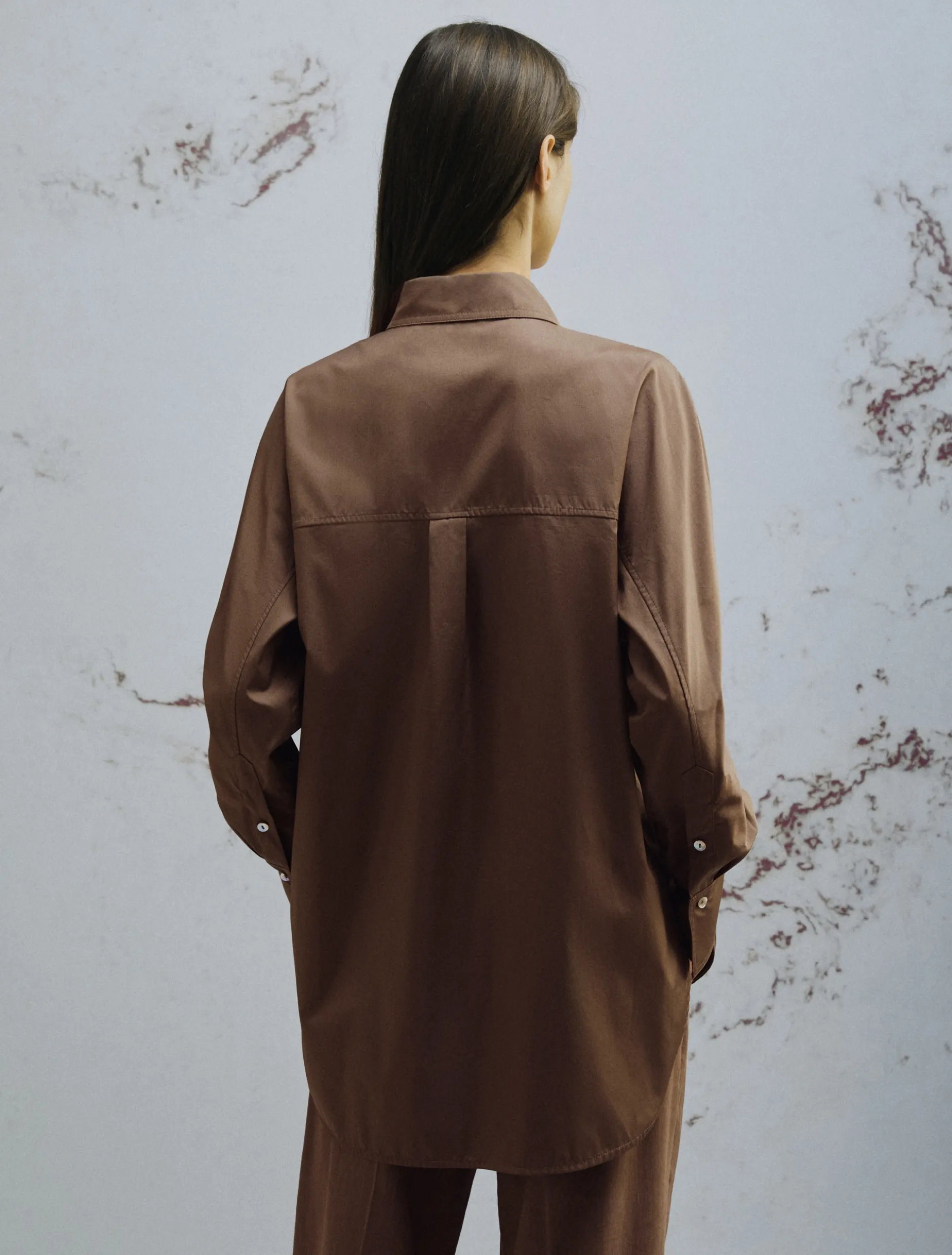 Camicia in popeline leggero - MARRONE