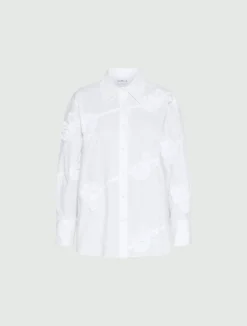 Camicia in popeline ricamato - BIANCO