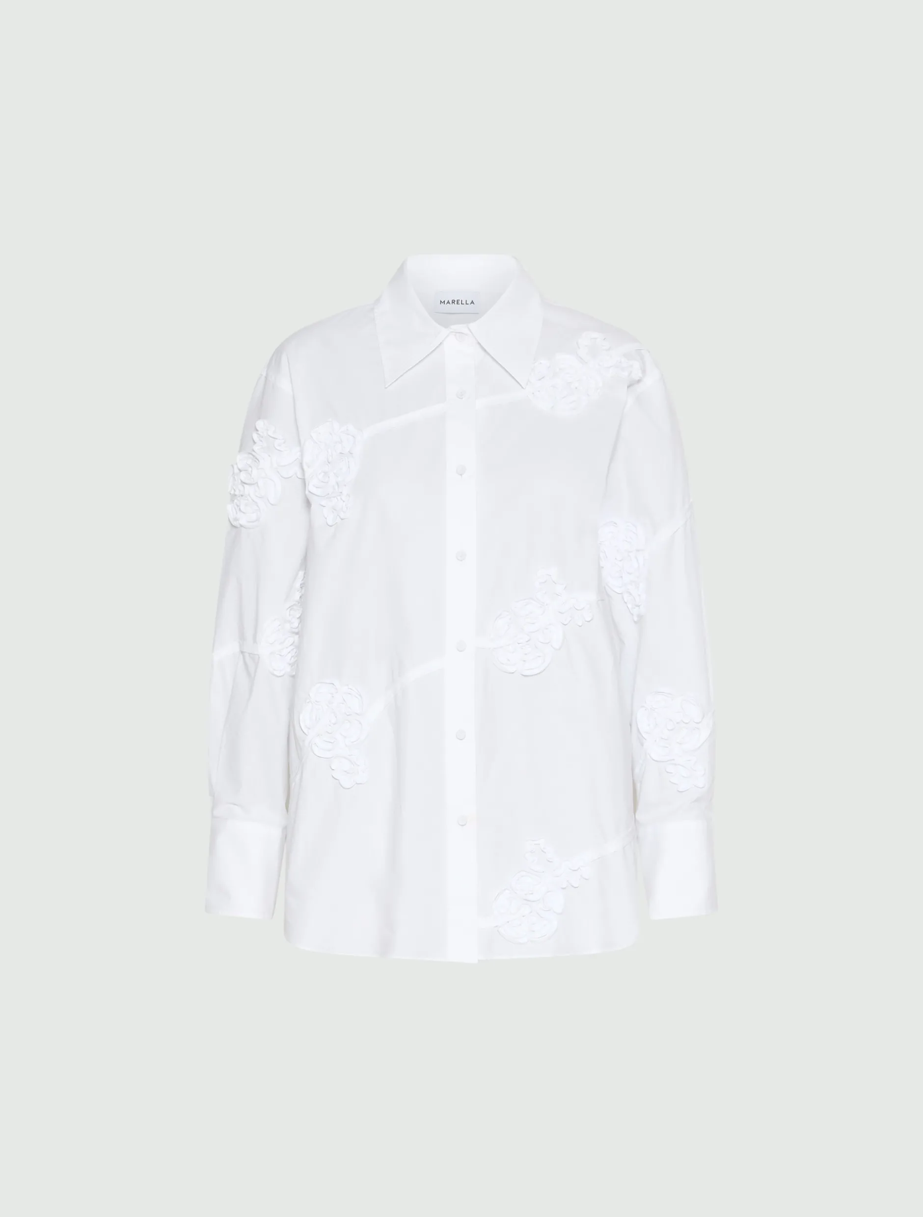 Camicia in popeline ricamato - BIANCO