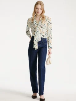 Camicia in pura seta con sciarpina - BIANCO