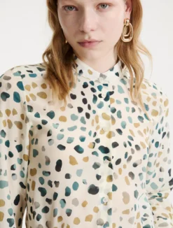 Camicia in pura seta con sciarpina - BIANCO