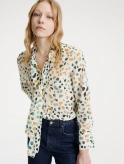 Camicia in pura seta con sciarpina - BIANCO