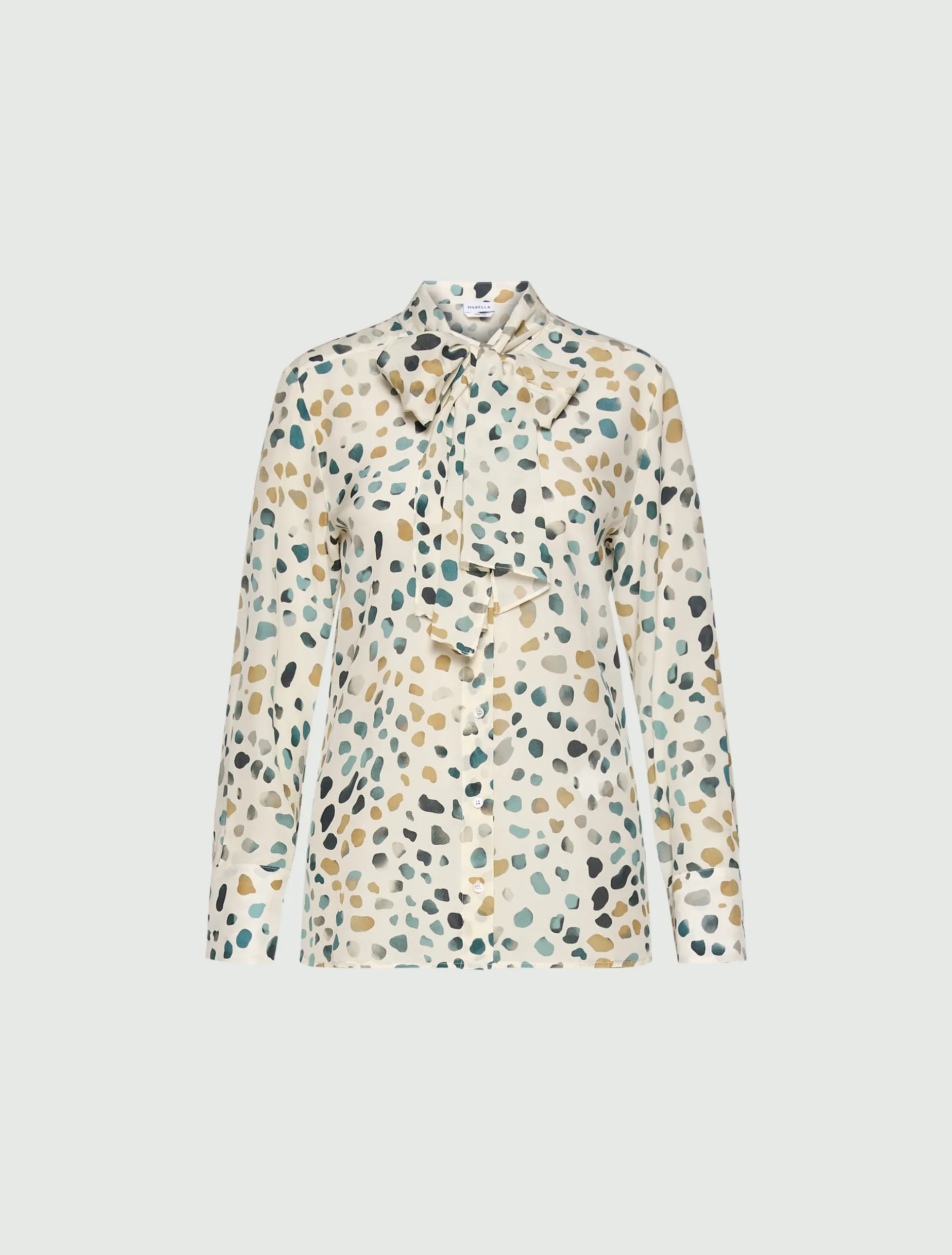 Camicia in pura seta con sciarpina - BIANCO