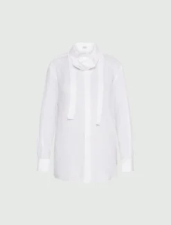 Camicia in puro lino con sciarpina - BIANCO OTTICO