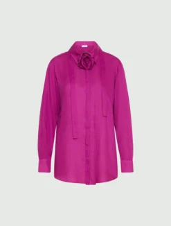 Camicia in puro lino con sciarpina - FUXIA