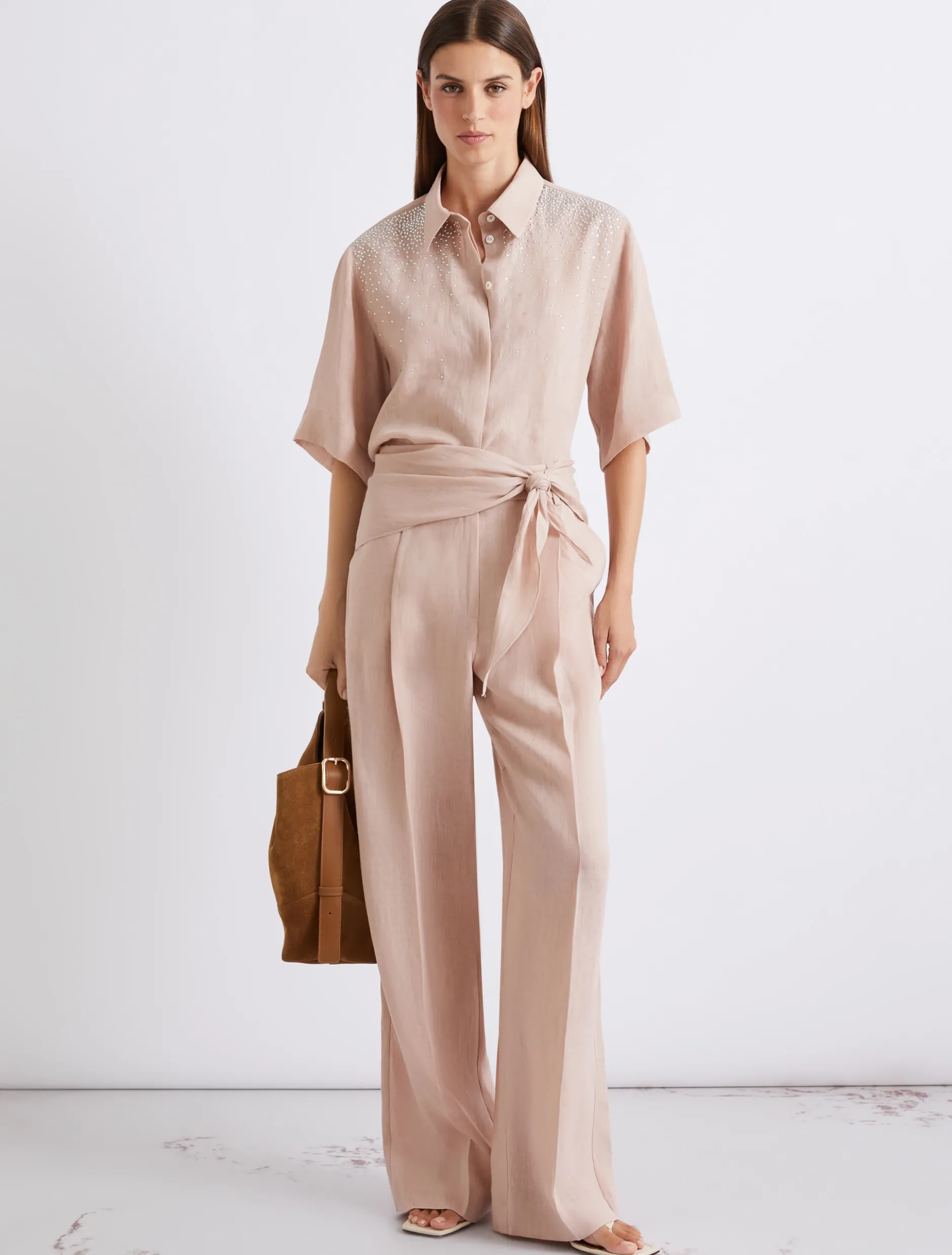 Camicia in puro lino con strass - CIPRIA