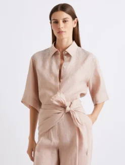 Camicia in puro lino con strass - CIPRIA