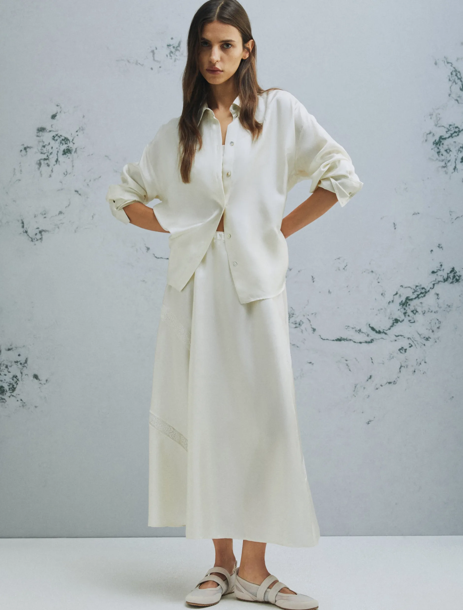 Camicia in seta - BIANCO LANA