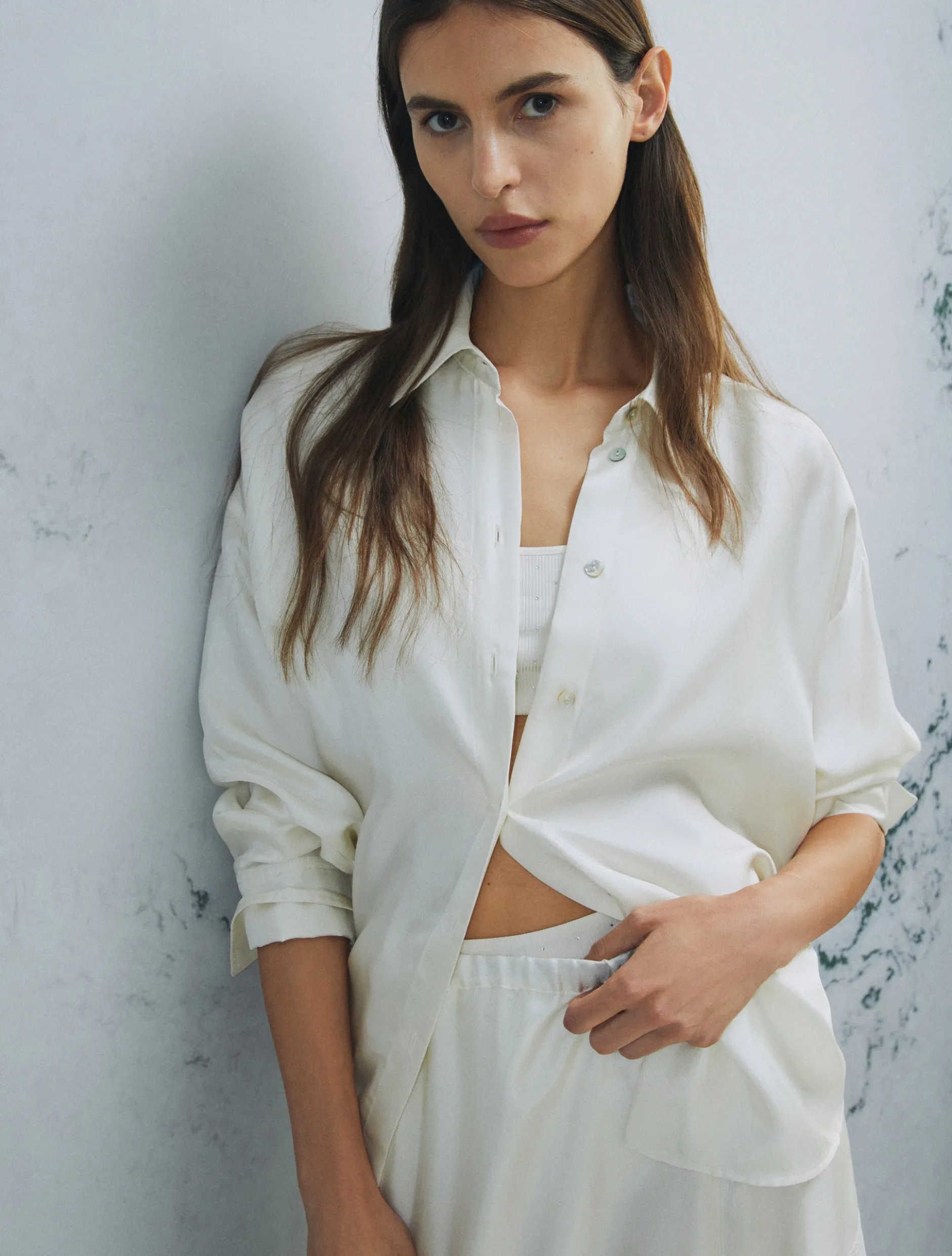 Camicia in seta - BIANCO LANA