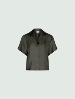 Camicia in seta con maniche corte - VERDE