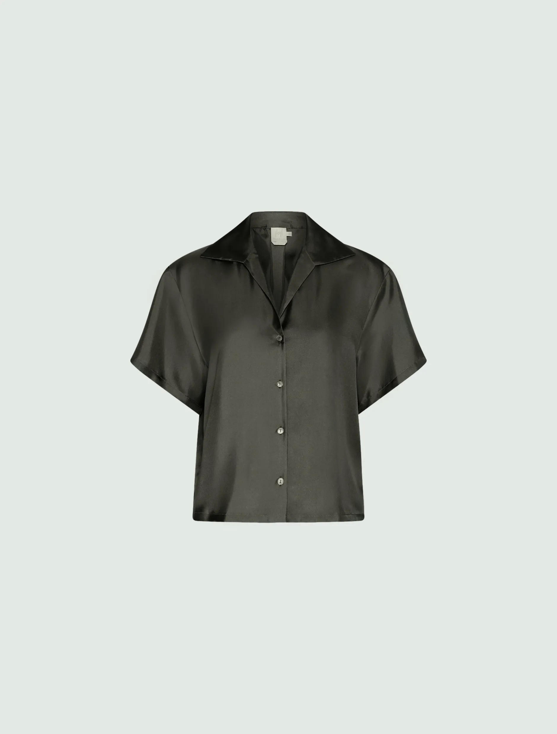 Camicia in seta con maniche corte - VERDE