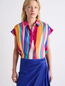 Camicia in seta con nodo - FUXIA