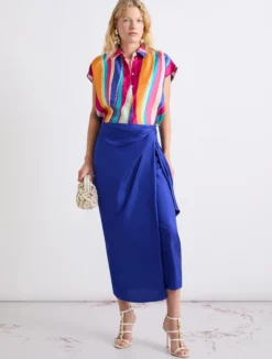 Camicia in seta con nodo - FUXIA