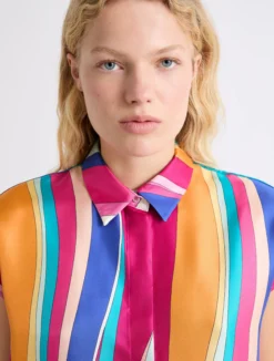 Camicia in seta con nodo - FUXIA