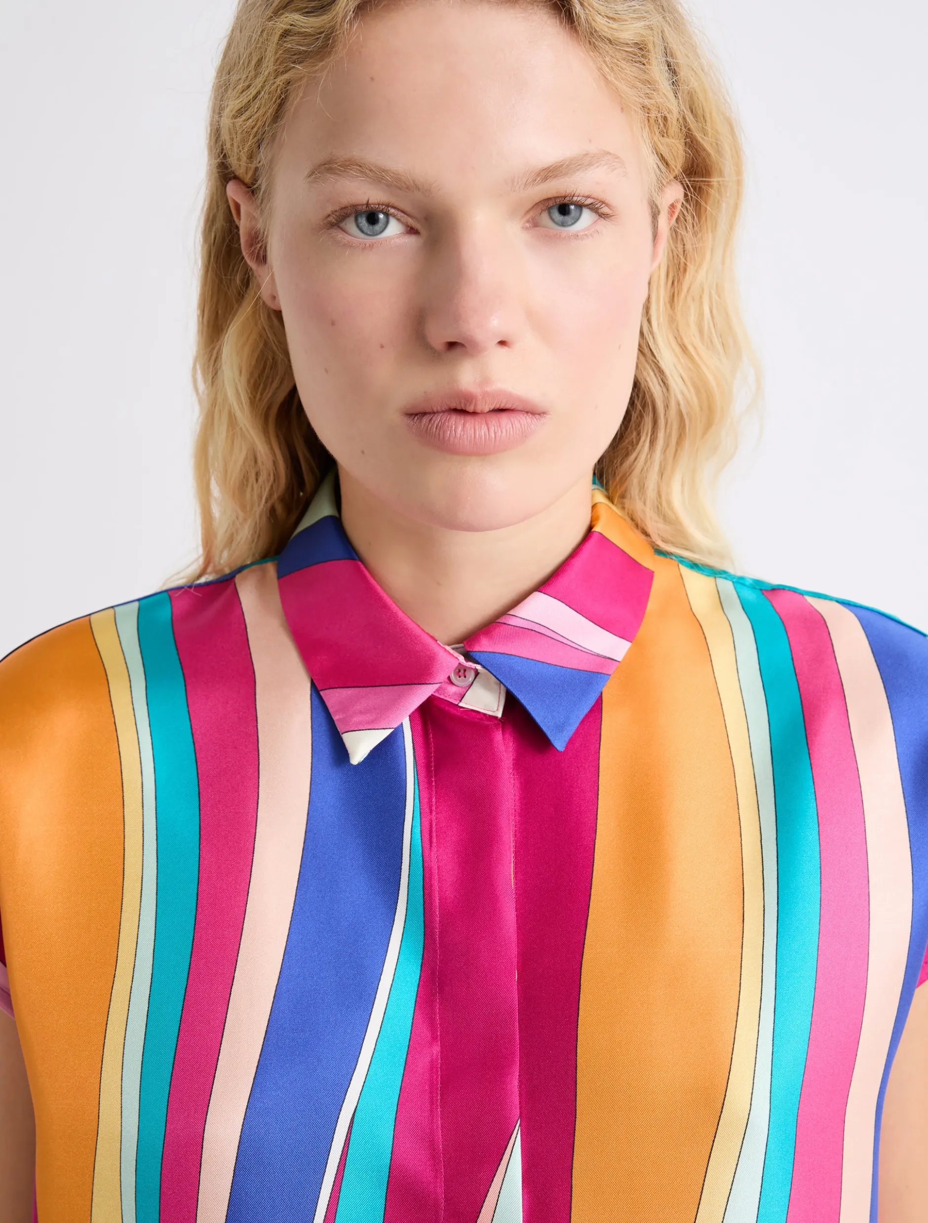 Camicia in seta con nodo - FUXIA