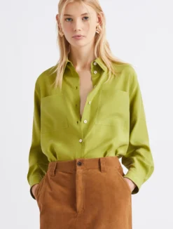 Camicia in seta habotai - VERDE