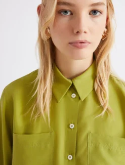 Camicia in seta habotai - VERDE