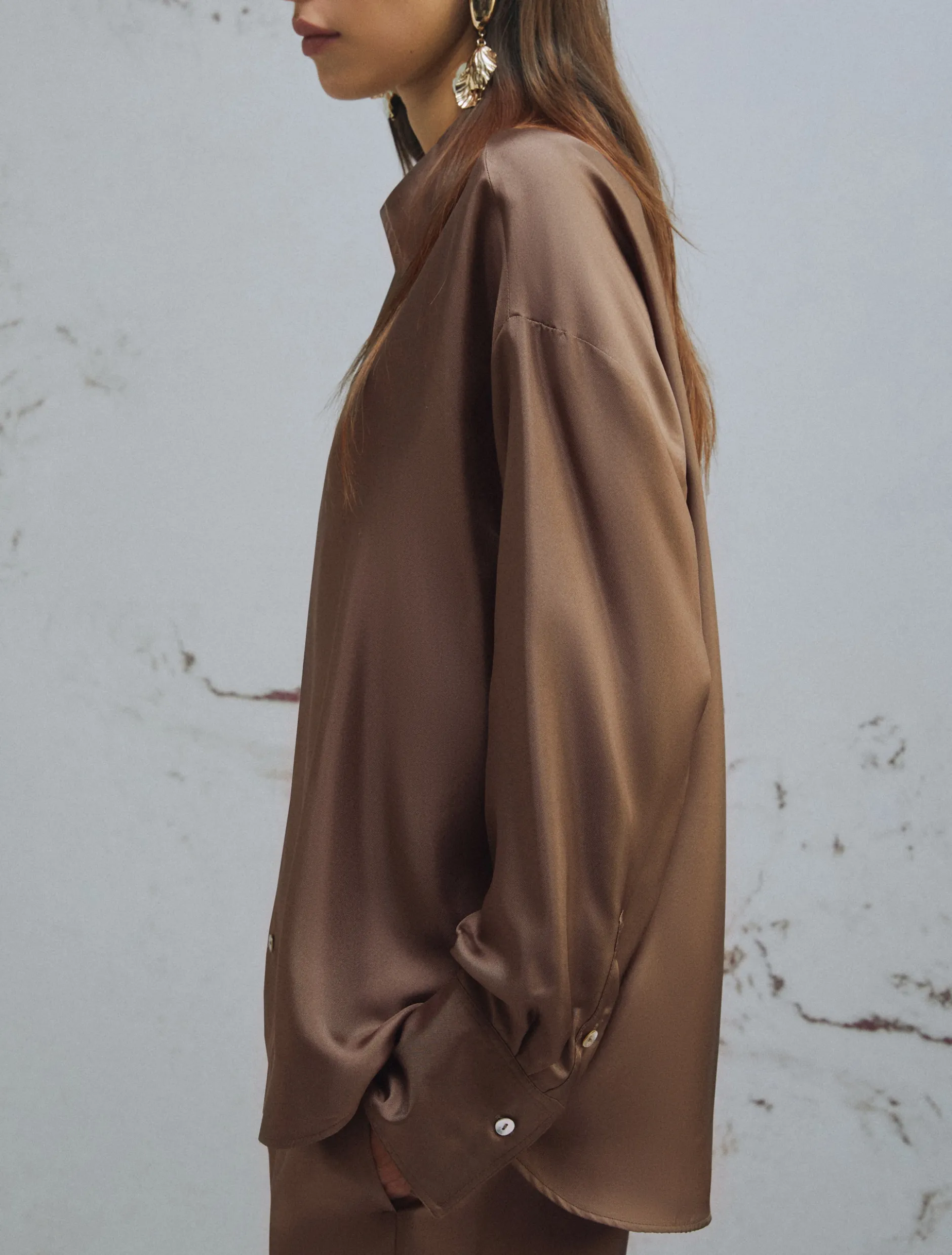 Camicia in seta - MARRONE