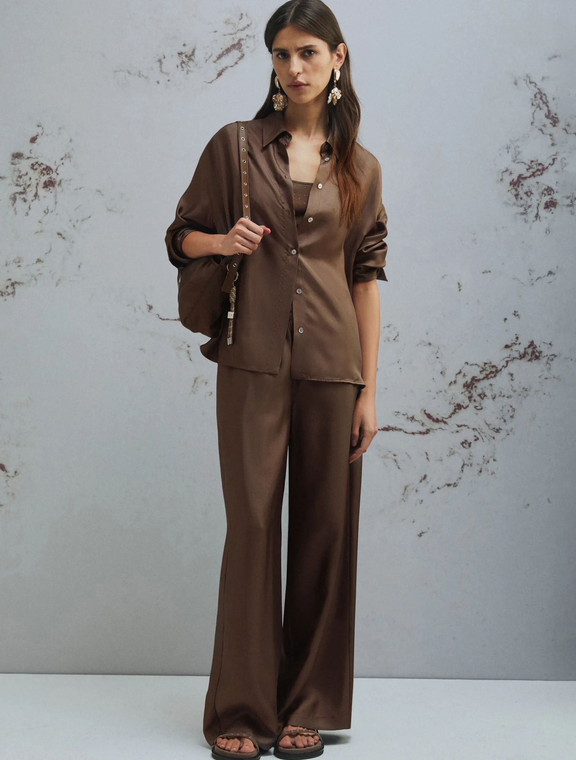 Camicia in seta - MARRONE