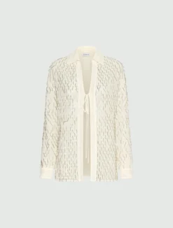 Camicia in tulle con ricamo canottiglie - GIALLO CHIARO