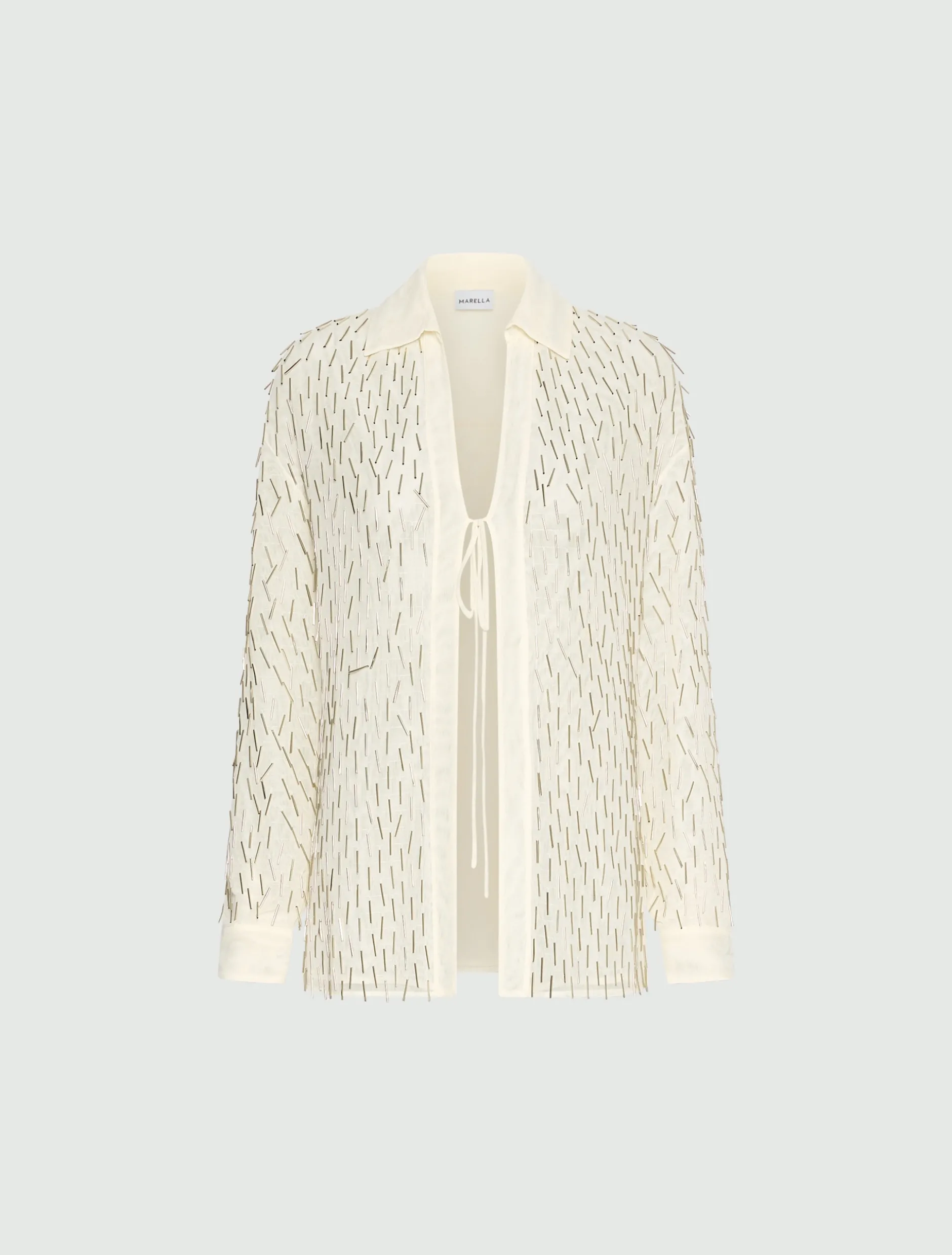 Camicia in tulle con ricamo canottiglie - GIALLO CHIARO