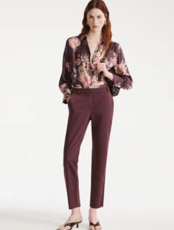 Camicia in twill di seta stampato - BORDEAUX