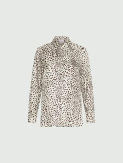 Camicia in twill di seta stampato - PANNA