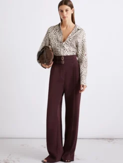 Camicia in twill di seta stampato - PANNA