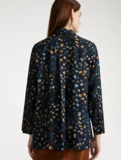 Camicia in twill stampato - NAVY
